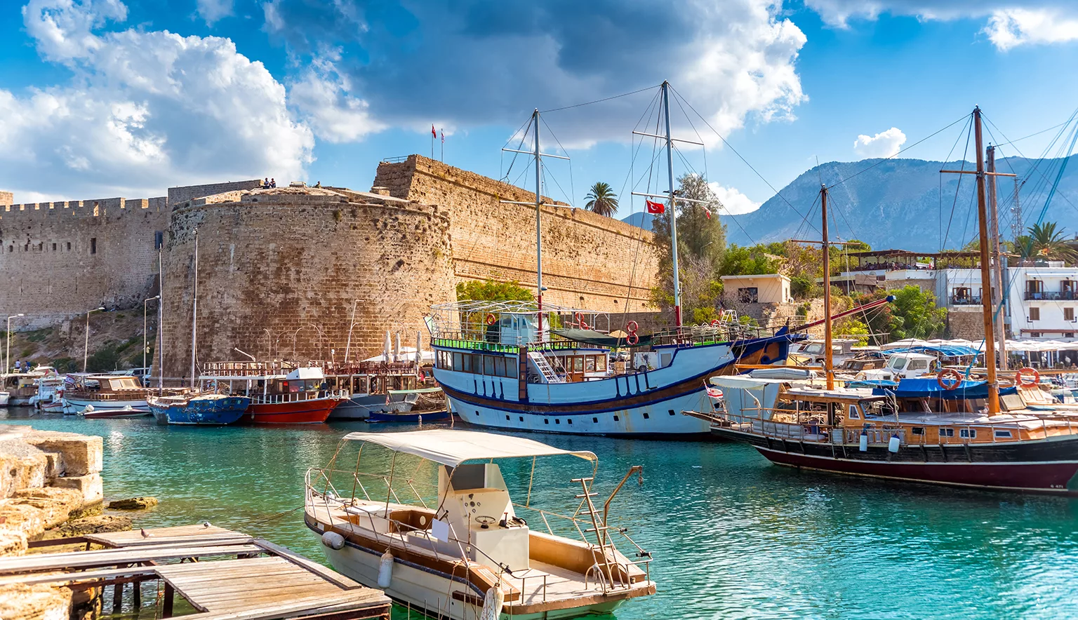 Kyrenia harbour overlooked by the castle. Kyrenia, Cyprus